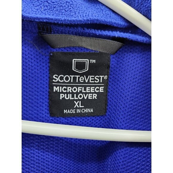 ScottEvest Fleece 1/4 Zip Utility Sweater Blue Mens Size XLarge TEC Pockets - Picture 3 of 11